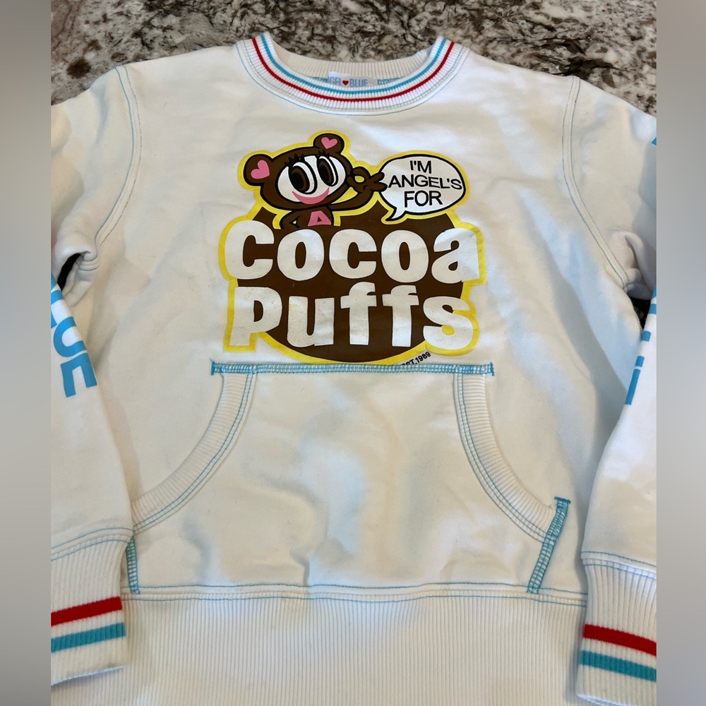 Small Angel Blue Sweatshirt Kids Boys Girls Cocoa Puffs Long Sleeves 6 7 Retro